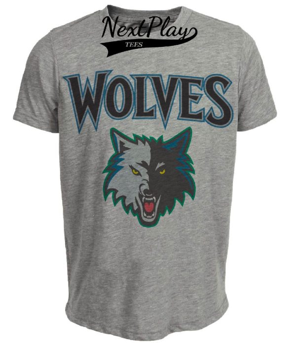 Minnesota Timberwolves Vintage Iconic Basketball Mascot 1999 Artwork Heather Gray Sublimated T-Shirt