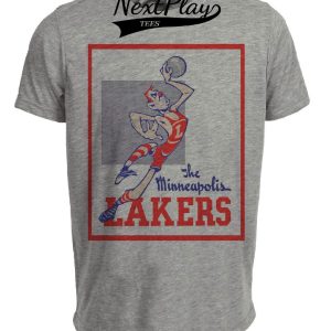 Minneapolis Lakers Retro Basketball 1948 Artwork Heather Gray Sublimated T-Shirt