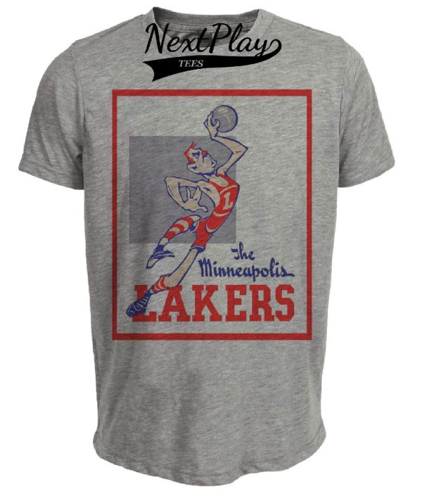 Minneapolis Lakers Retro Basketball 1948 Artwork Heather Gray Sublimated T-Shirt