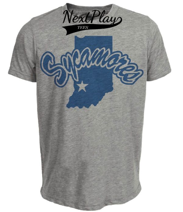 Indiana State Sycamores Retro 1989 Artwork Heather Gray Sublimated T-Shirt