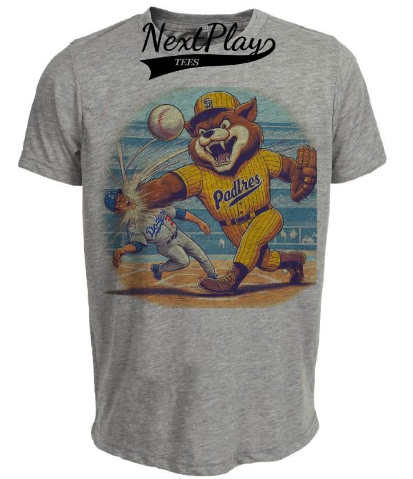 San Diego Padres vs. Los Angeles Dodgers Retro Rivalry Baseball 1994 Artwork Heather Gray Sublimated T-Shirt
