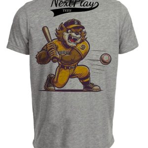 San Diego Padres Retro Baseball Mascot Artwork Heather Gray Sublimated T-Shirt