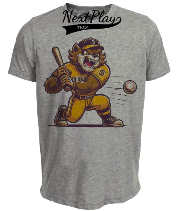 San Diego Padres Retro Baseball Mascot Artwork Heather Gray Sublimated T-Shirt
