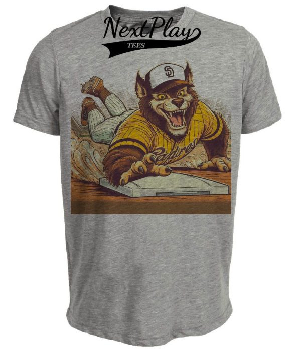 San Diego Padres Retro Baseball Mascot Artwork 1985 Heather Gray Sublimated T-Shirt