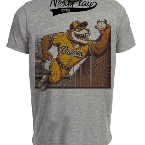 San Diego Padres Retro Baseball Mascot Artwork 1989 Heather Gray Sublimated T-Shirt