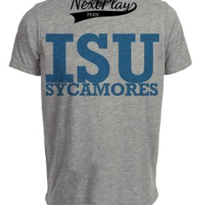 Indiana State Sycamores Retro 1990 Artwork Heather Gray Sublimated T-Shirt