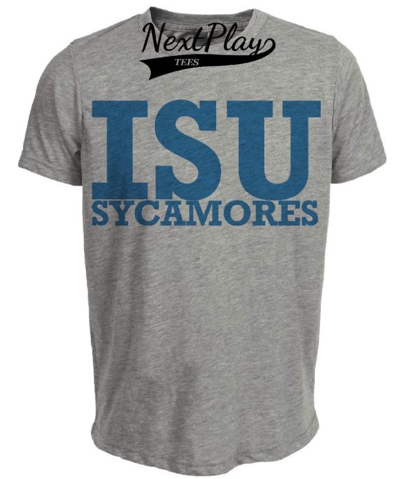 Indiana State Sycamores Retro 1990 Artwork Heather Gray Sublimated T-Shirt