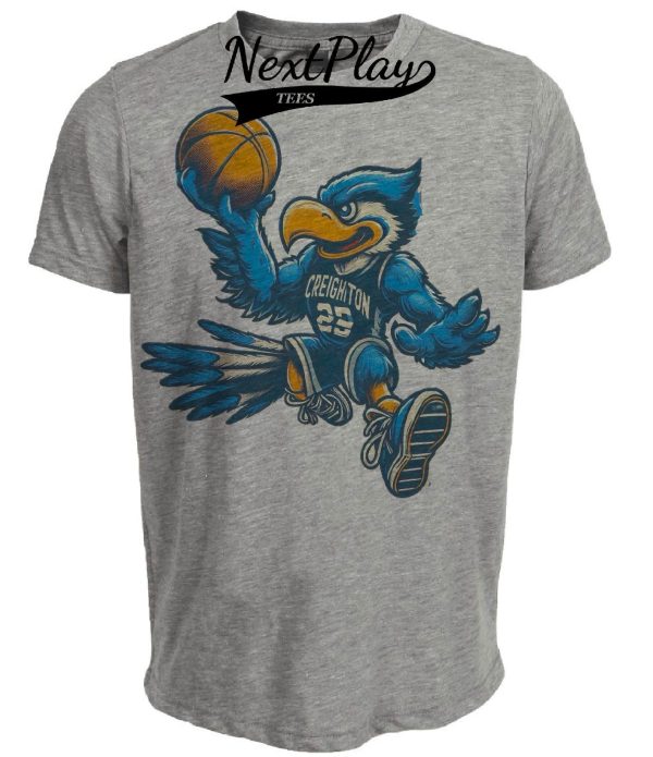 Creighton Blue Jays Retro Basketball 1989 Artwork Heather Gray Sublimated T-Shirt