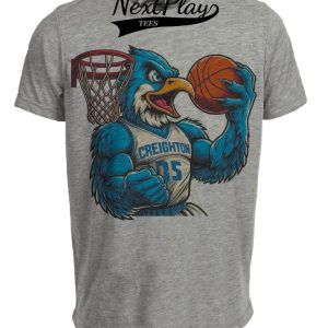 Creighton Blue Jays Retro Basketball 1998 Artwork Heather Gray Sublimated T-Shirt