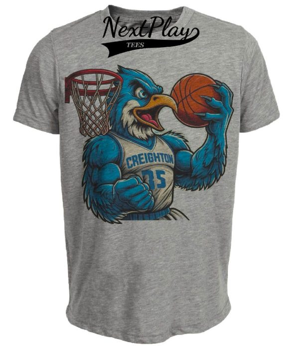 Creighton Blue Jays Retro Basketball 1998 Artwork Heather Gray Sublimated T-Shirt