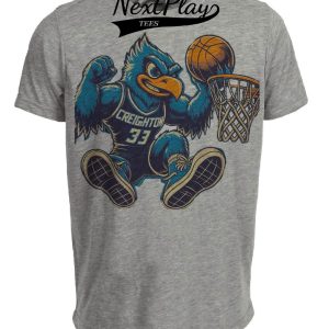 Creighton Blue Jays Retro Mascot Basketball 1995 Artwork Heather Gray Sublimated T-Shirt