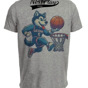 UConn Huskies Retro Basketball 1994 Artwork Heather Gray Sublimated T-Shirt