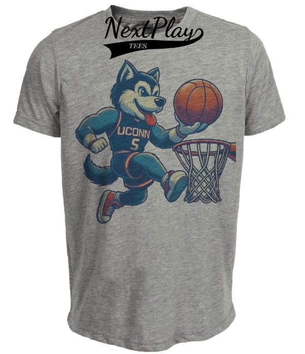 UConn Huskies Retro Basketball 1994 Artwork Heather Gray Sublimated T-Shirt