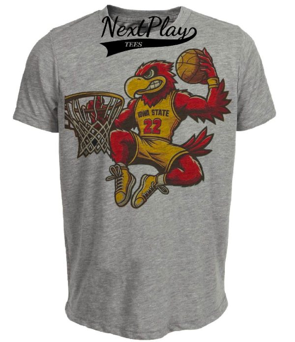 Iowa State Cyclones Retro Basketball 1992 Artwork Heather Gray Sublimated T-Shirt