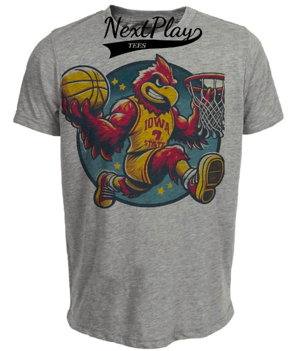 Iowa State Cyclones Retro Basketball 2003 Artwork Heather Gray Sublimated T-Shirt