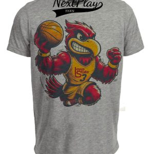 Iowa State Cyclones Retro Basketball 1975 Artwork Heather Gray Sublimated T-Shirt