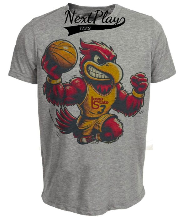 Iowa State Cyclones Retro Basketball 1975 Artwork Heather Gray Sublimated T-Shirt