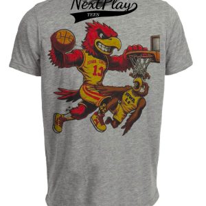 Iowa State Cyclones vs. Iowa Hawkeyes Retro Rivalry Basketball Artwork Heather Gray Sublimated T-Shirt