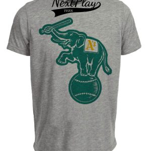 Oakland A’s Retro Mascot Baseball 1985 Artwork Heather Gray Sublimated T-Shirt
