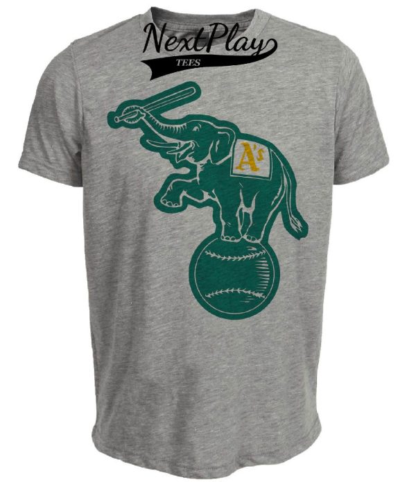 Oakland A’s Retro Mascot Baseball 1985 Artwork Heather Gray Sublimated T-Shirt
