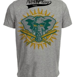 Oakland A’s Retro Mascot Baseball 1989 Artwork Heather Gray Sublimated T-Shirt