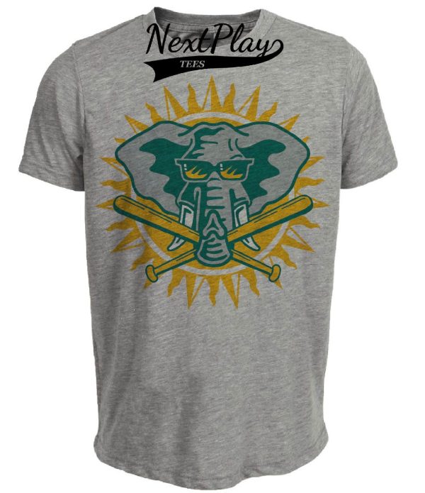 Oakland A’s Retro Mascot Baseball 1989 Artwork Heather Gray Sublimated T-Shirt