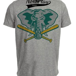 Oakland A’s Retro Mascot Baseball 1987 Artwork Heather Gray Sublimated T-Shirt
