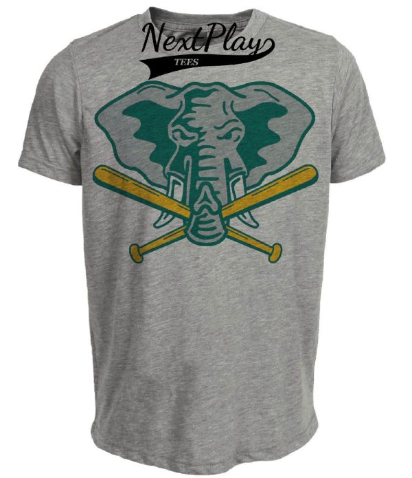 Oakland A’s Retro Mascot Baseball 1987 Artwork Heather Gray Sublimated T-Shirt