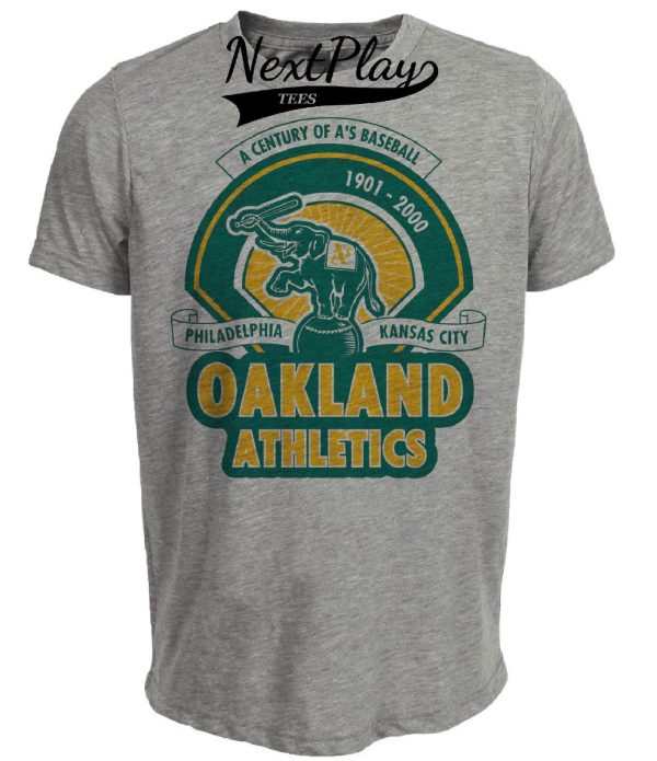 Oakland A’s Retro History Baseball Artwork Heather Gray Sublimated T-Shirt