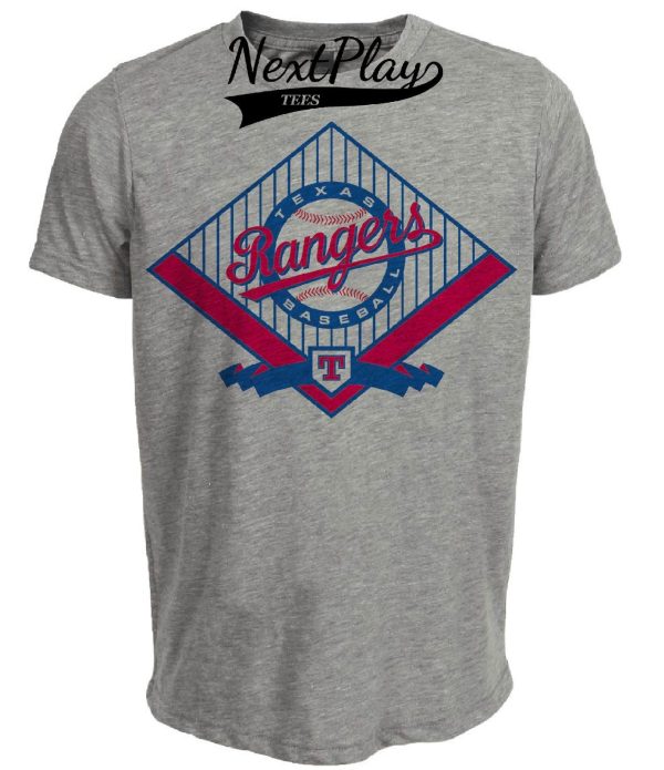 Texas Rangers Retro Baseball 1993 Artwork Heather Gray Sublimated T-Shirt