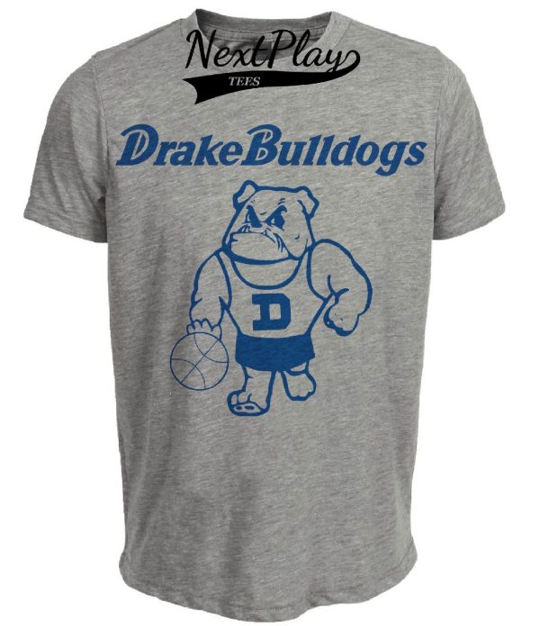 Drake Bulldogs Retro Basketball 1974 Artwork Heather Gray Sublimated T-Shirt