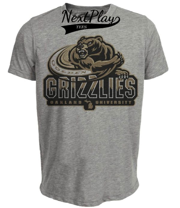 Oakland Golden Grizzlies Mascot Vintage 1998 Artwork Heather Gray Sublimated T-Shirt
