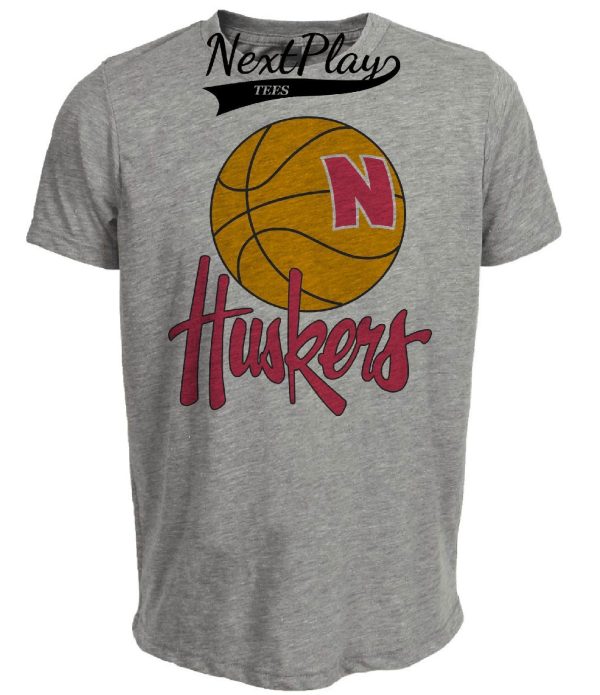 Nebraska Cornhuskers Retro Basketball 1983 Artwork Heather Gray Sublimated T-Shirt