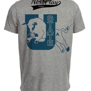 Utah State Aggies Retro 1990 Artwork Heather Gray Sublimated T-Shirt