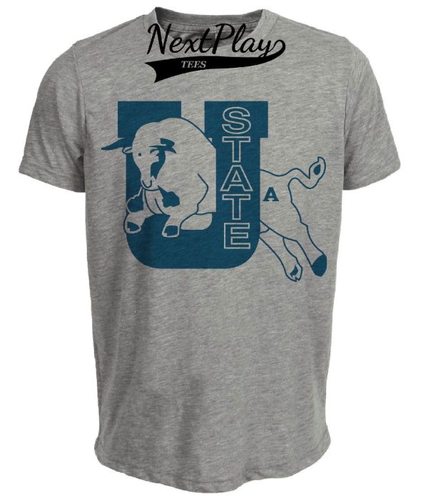Utah State Aggies Retro 1990 Artwork Heather Gray Sublimated T-Shirt