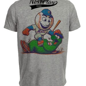 New York Mets vs. Philadelphia Phillies Retro Rivalry Mr. Met Baseball 1997 Artwork Heather Gray Sublimated T-Shirt