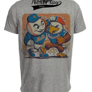 New York Mets vs. Washington Nationals Retro Rivalry Mr. Met Baseball 1995 Artwork Heather Gray Sublimated T-Shirt