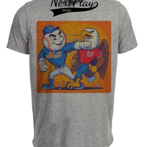 New York Mets vs. Washington Nationals Retro Rivalry Mr. Met Baseball 1997 Artwork Heather Gray Sublimated T-Shirt