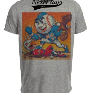 New York Mets vs. Washington Nationals Retro Rivalry Mr. Met Baseball 1999 Artwork Heather Gray Sublimated T-Shirt