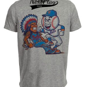 New York Mets vs. Atlanta Braves Retro Rivalry Mr. Met Baseball 1999 Artwork Heather Gray Sublimated T-Shirt