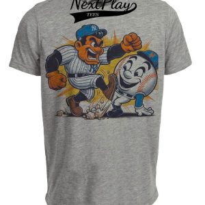 New York Yankees vs. New York Mets Rivalry Baseball 1992 Artwork Heather Gray Sublimated T-Shirt