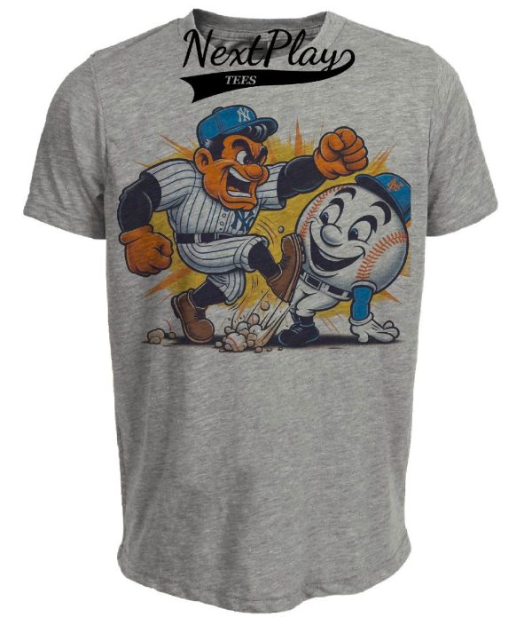 New York Yankees vs. New York Mets Rivalry Baseball 1992 Artwork Heather Gray Sublimated T-Shirt