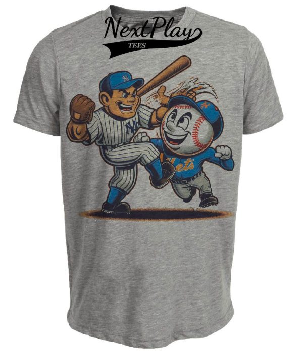 New York Yankees vs. New York Mets Rivalry Baseball 1998 Artwork Heather Gray Sublimated T-Shirt