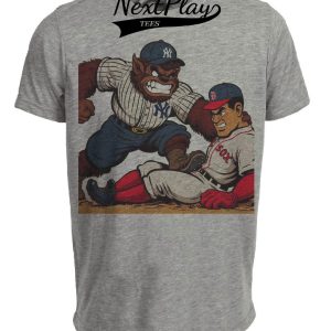 New York Yankees vs. Boston Red Sox Retro Rivalry Baseball 1993 Artwork Heather Gray Sublimated T-Shirt