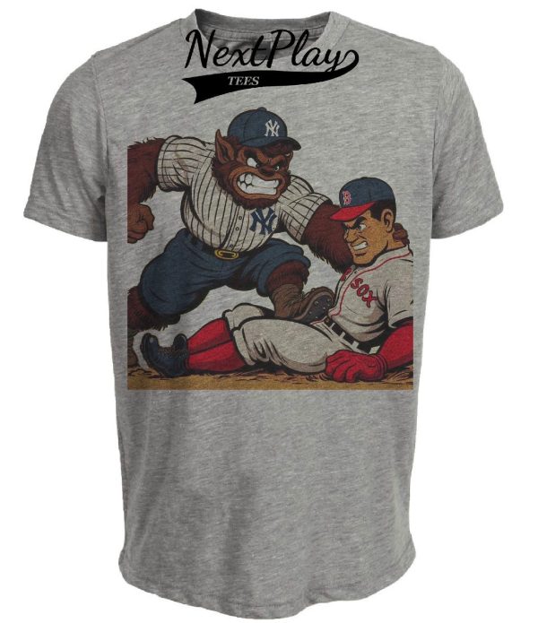New York Yankees vs. Boston Red Sox Retro Rivalry Baseball 1993 Artwork Heather Gray Sublimated T-Shirt