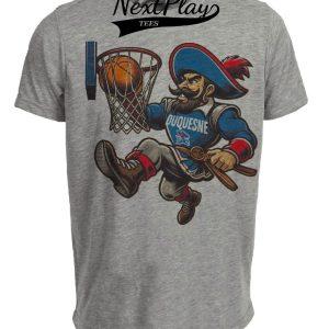 Duquesne Dukes Basketball Retro Mascot Artwork Heather Gray Sublimated T-Shirt