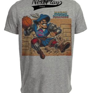 Duquesne Dukes Basketball Retro March Madness Mascot Artwork Heather Gray Sublimated T-Shirt
