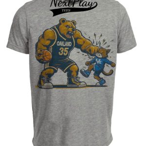 Oakland Golden Grizzlies vs. Kentucky Wildcats Retro Rivalry Madness Basketball Artwork Heather Gray Sublimated T-Shirt