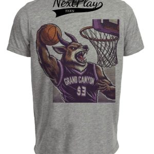 Grand Canyon Antelopes Retro Basketball Mascot Artwork Heather Gray Sublimated T-Shirt