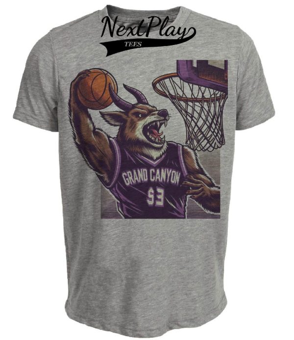 Grand Canyon Antelopes Retro Basketball Mascot Artwork Heather Gray Sublimated T-Shirt